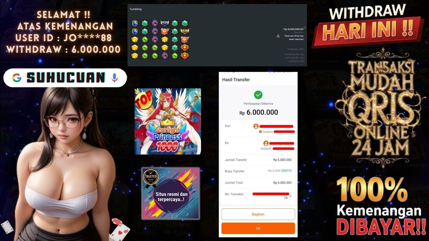 SUHUCUAN JACKPOT SLOT STARLIGHT PRINCESS 1000